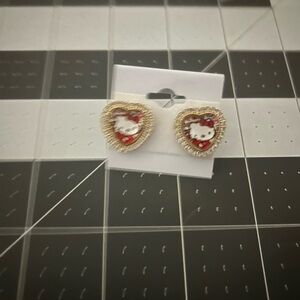 Gold laminated Heart Earrings with Red Accents